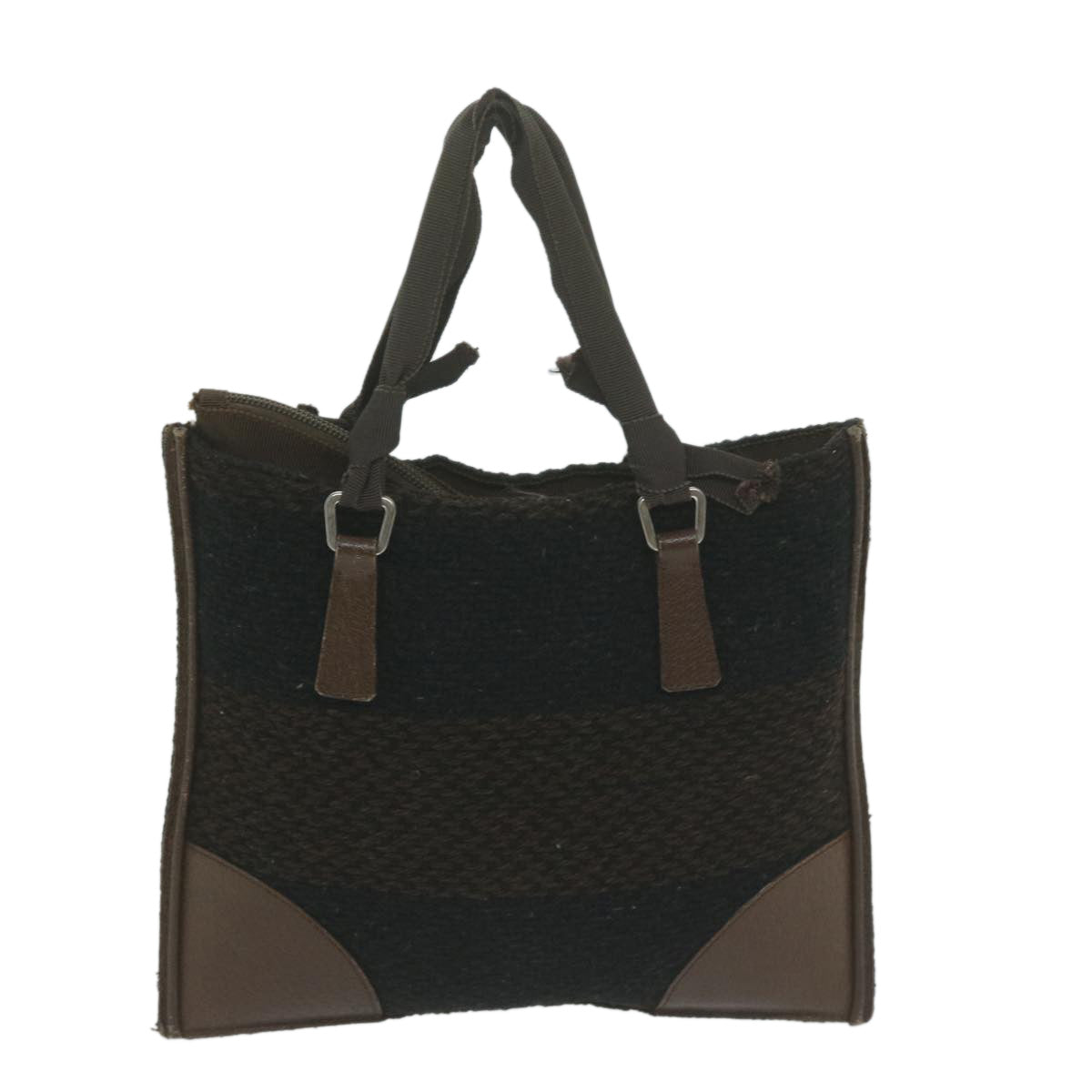 PRADA Hand Bag Wool Brown 65824