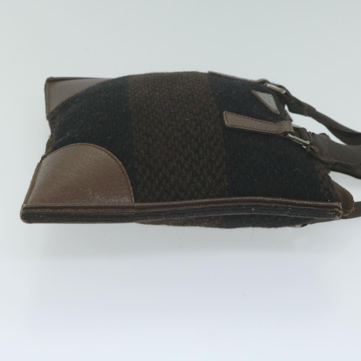 PRADA Hand Bag Wool Brown 65824