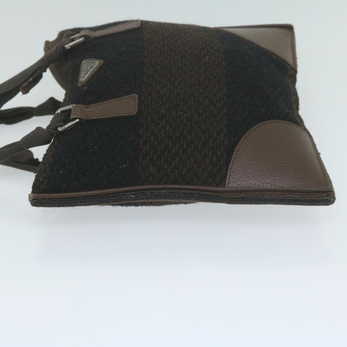 PRADA Hand Bag Wool Brown 65824