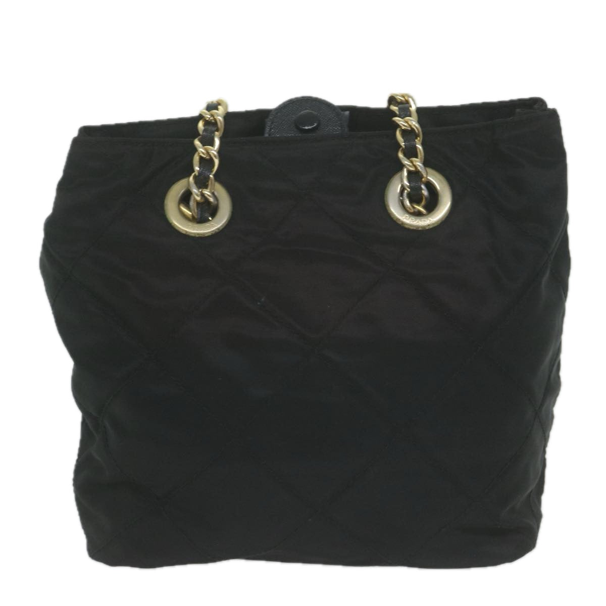 PRADA Quilted Chain Shoulder Bag Nylon Black 65854