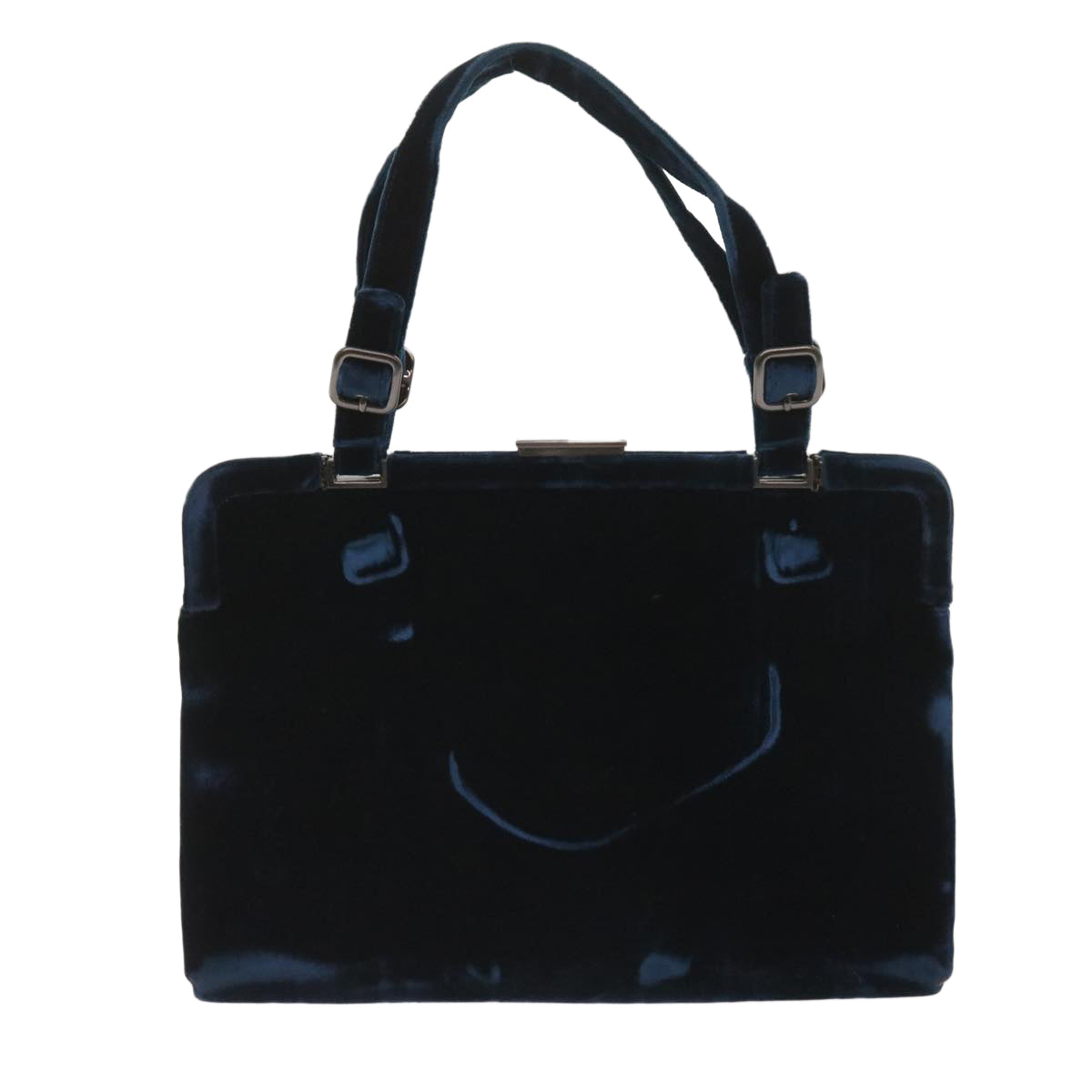 PRADA Hand Bag Velor Blue 65905