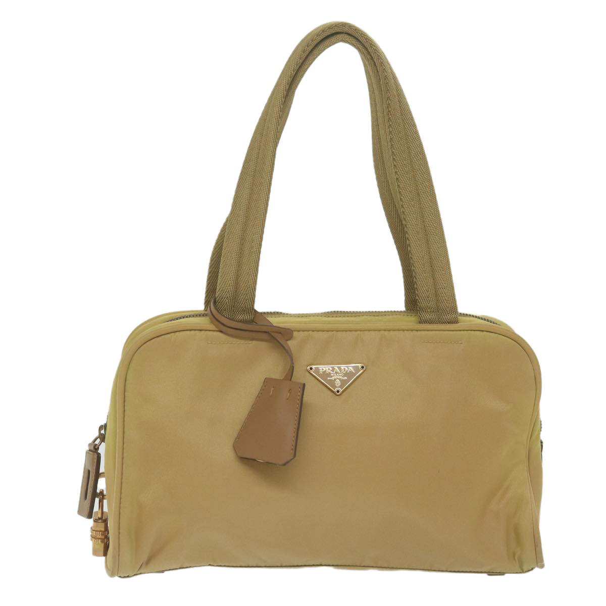 PRADA Hand Bag Nylon Beige 65926