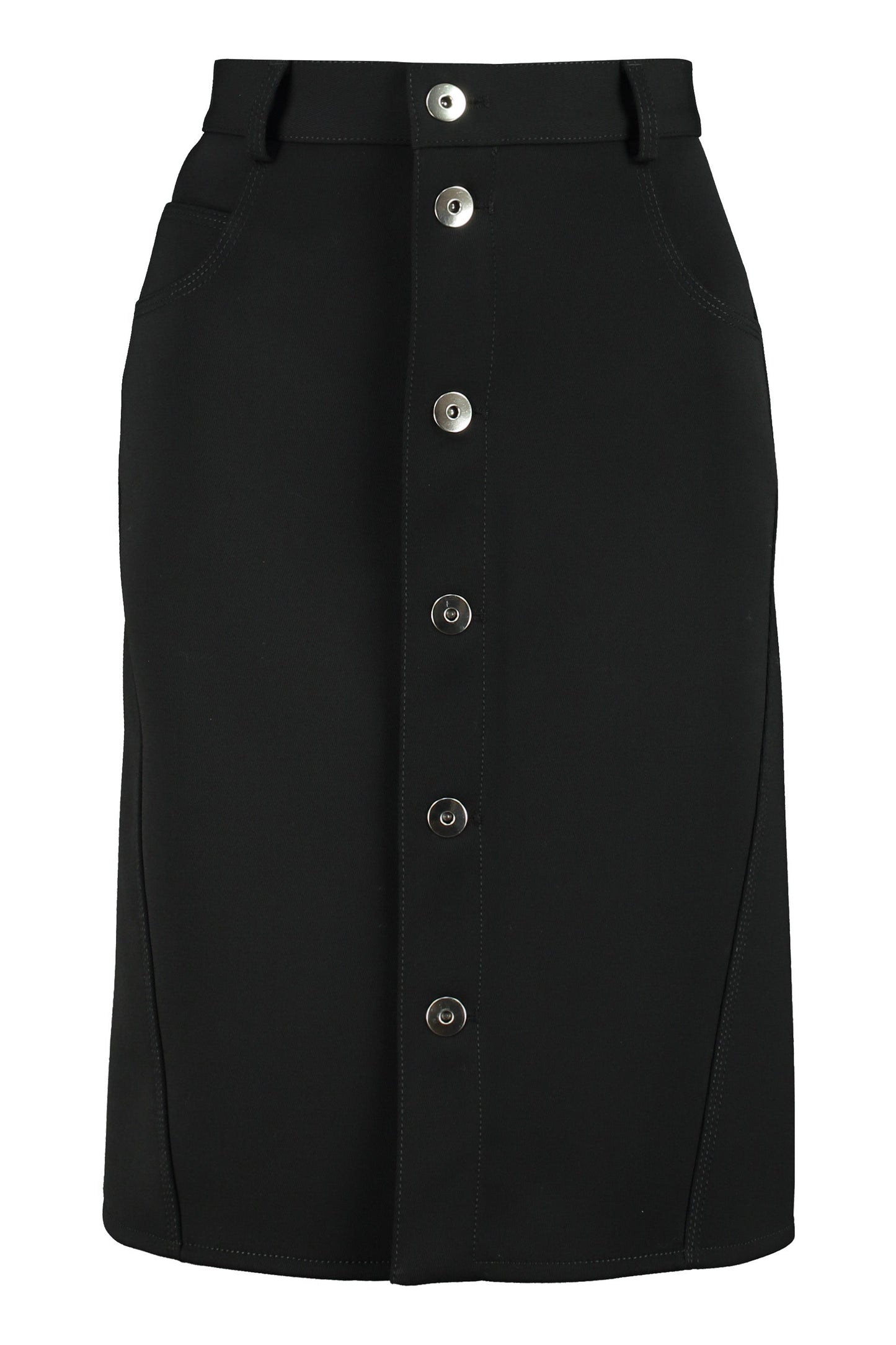 BOTTEGA VENETA Stretch Wool Skirt with Front Button Fastening