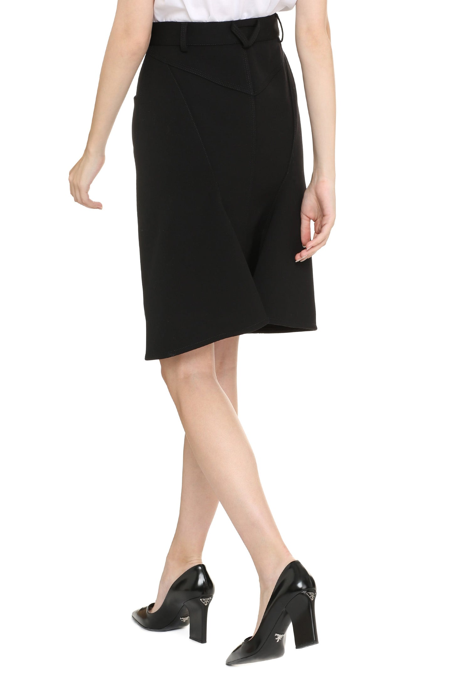 BOTTEGA VENETA Stretch Wool Skirt with Front Button Fastening