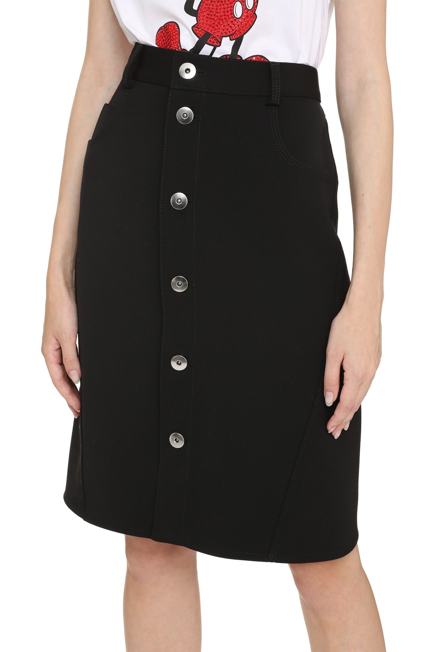 BOTTEGA VENETA Stretch Wool Skirt with Front Button Fastening