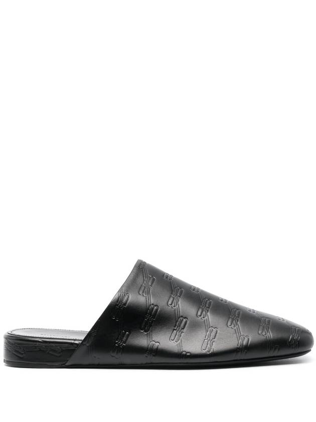 Balenciaga Debossed Logo Leather Mule Black