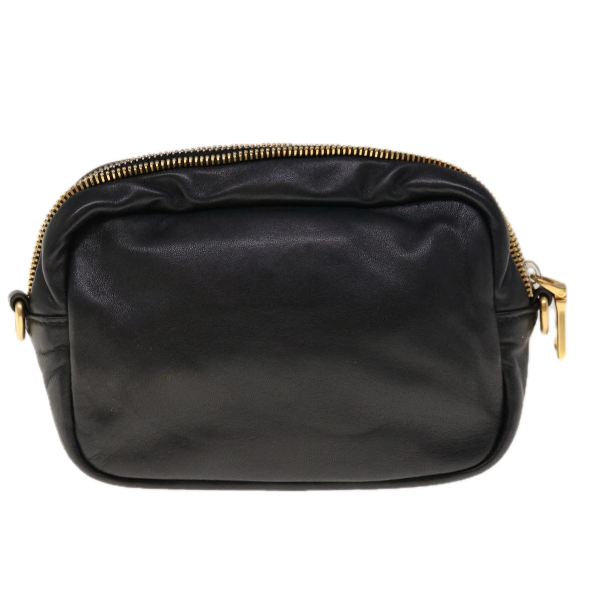 PRADA Ribbon Shoulder Bag Leather Black Pink 66114