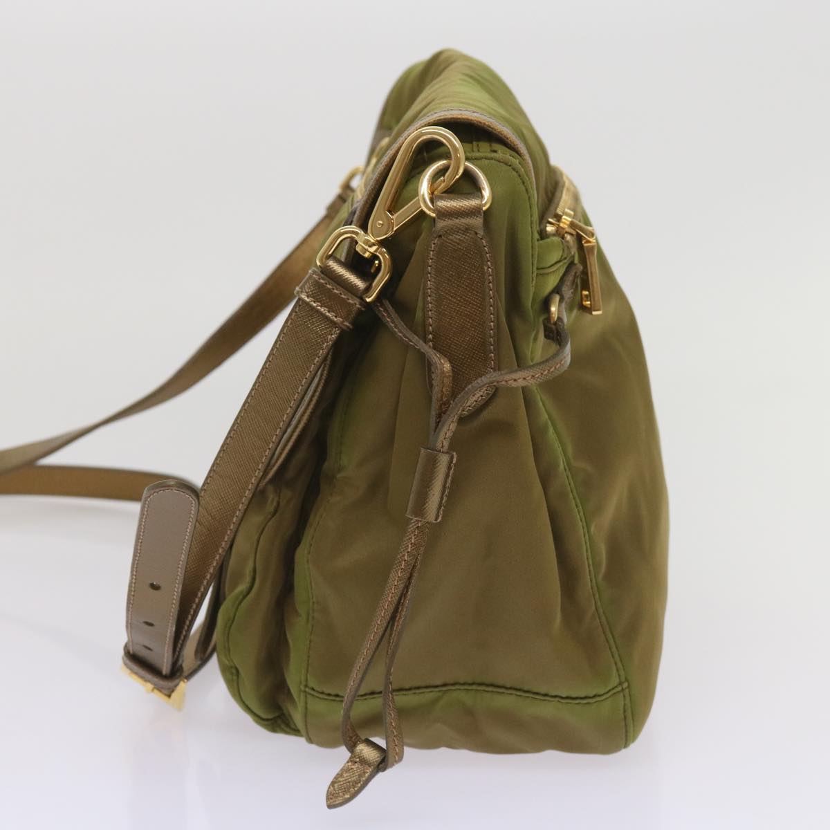 PRADA Shoulder Bag Nylon Khaki 66138