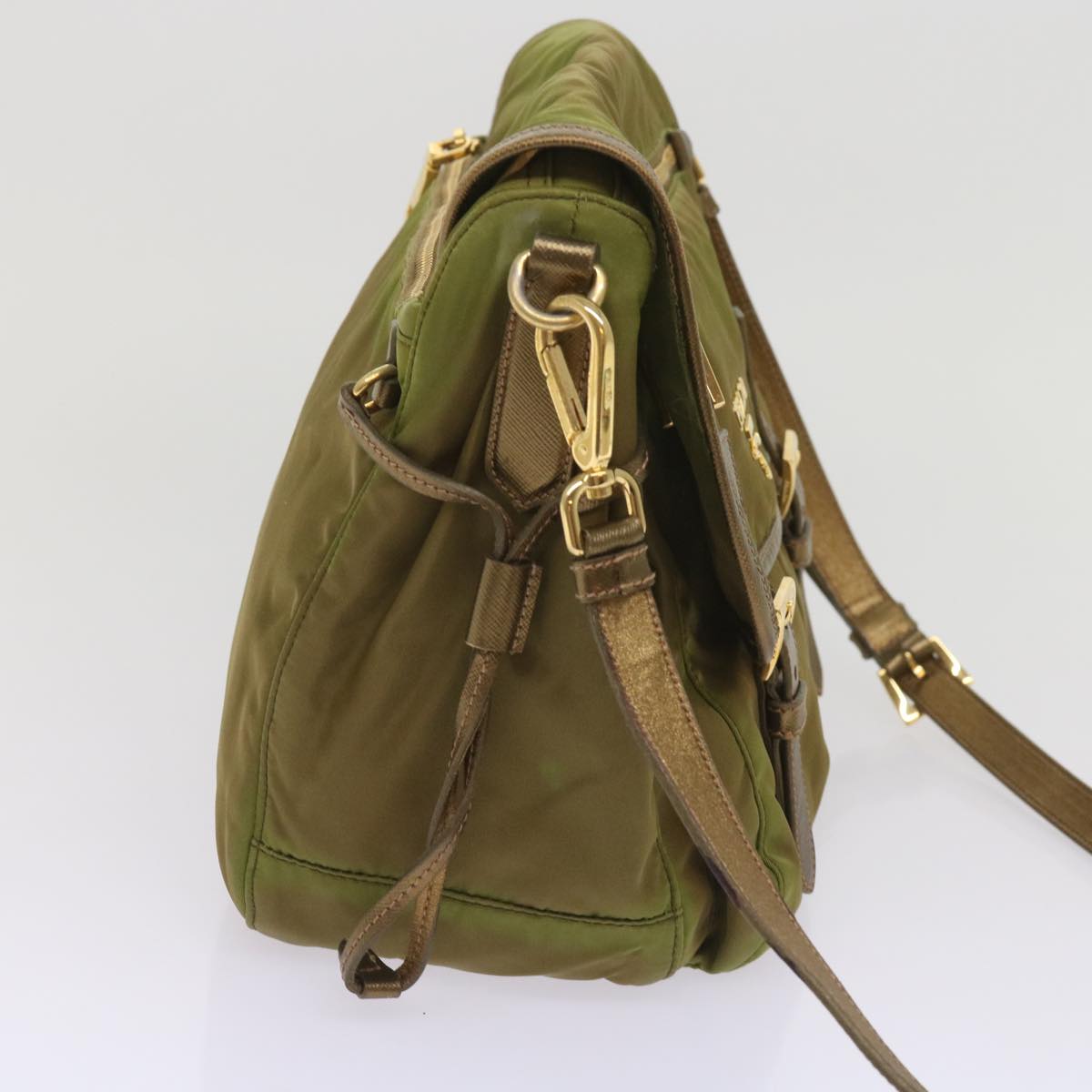 PRADA Shoulder Bag Nylon Khaki 66138