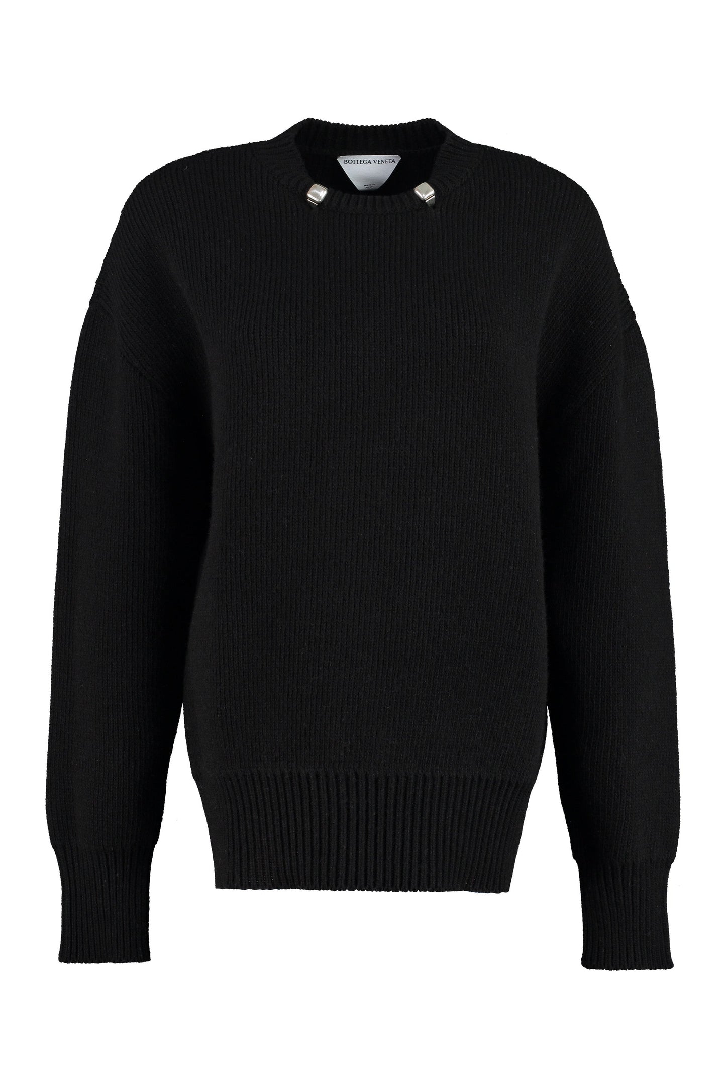 BOTTEGA VENETA Elegant Women's Wool Crew-Neck Pullover with Decorative Details