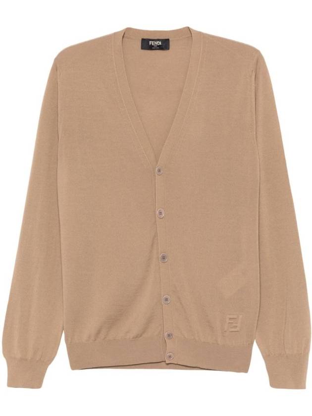 Fendi Men's V-Neck Wool Cardigan Light Brown
