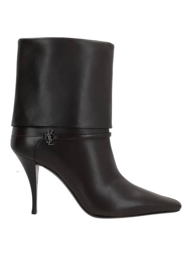 Saint Laurent Niki Leather Ankle Boots Eagle Brown