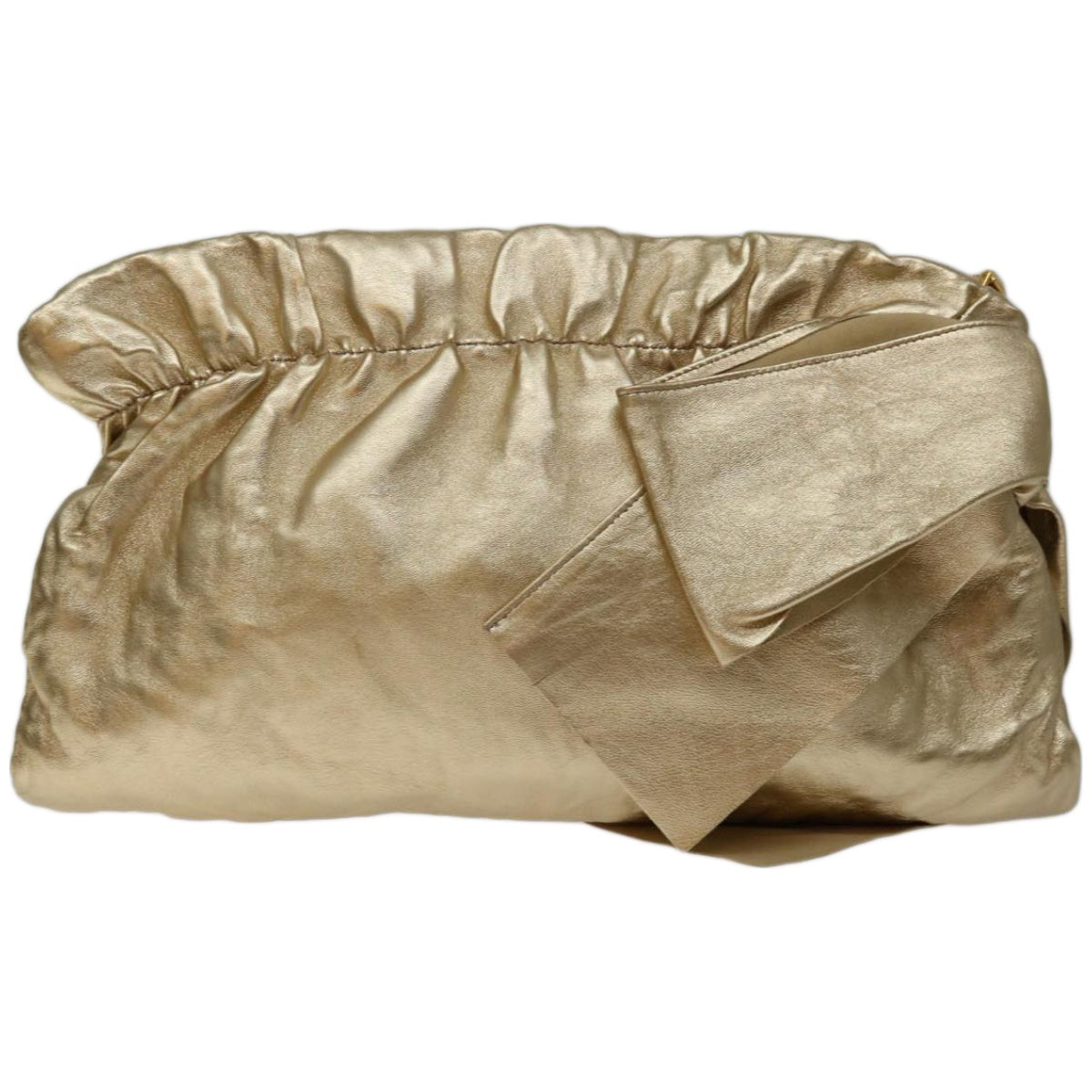 PRADA Clutch Bag Leather Gold  67047