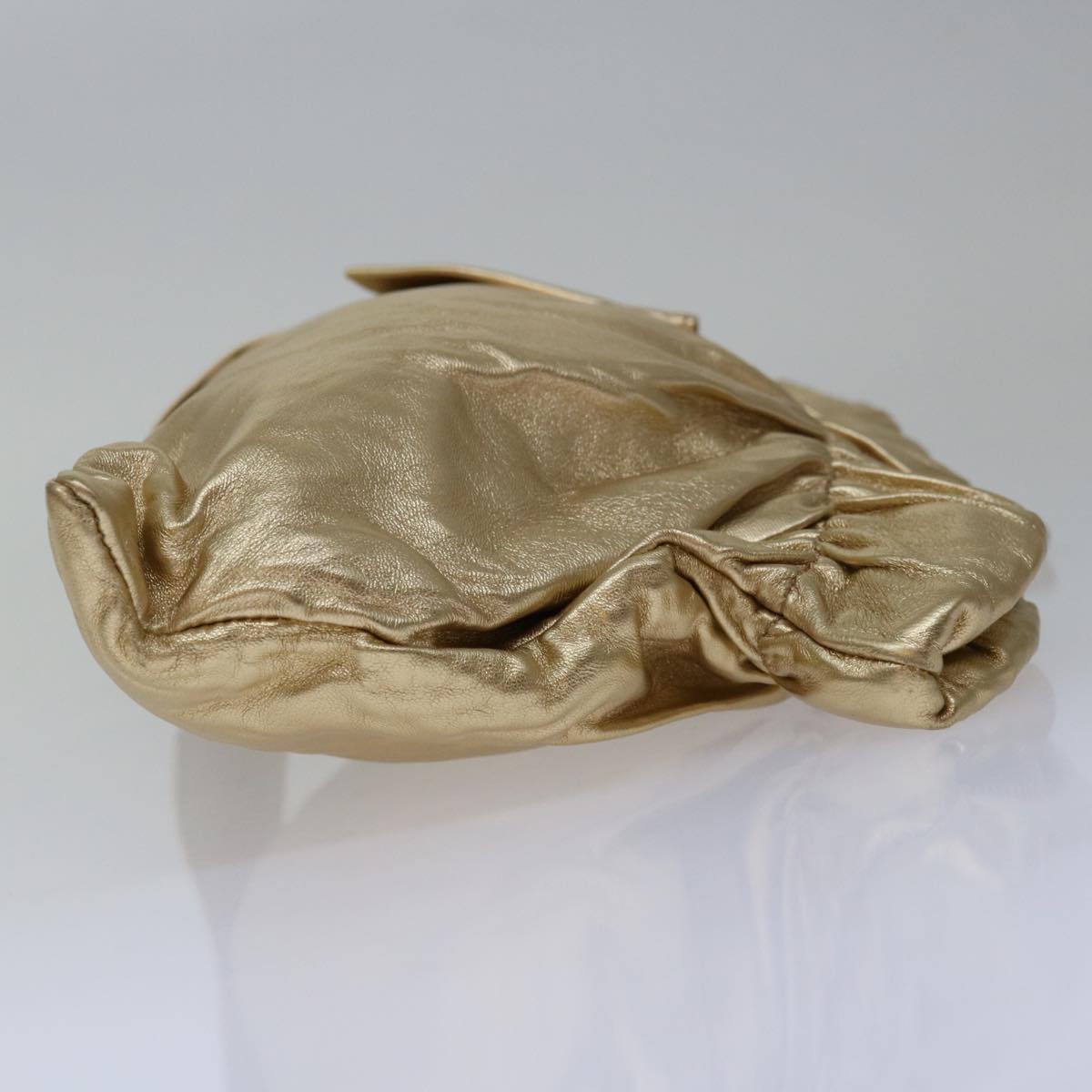PRADA Clutch Bag Leather Gold  67047