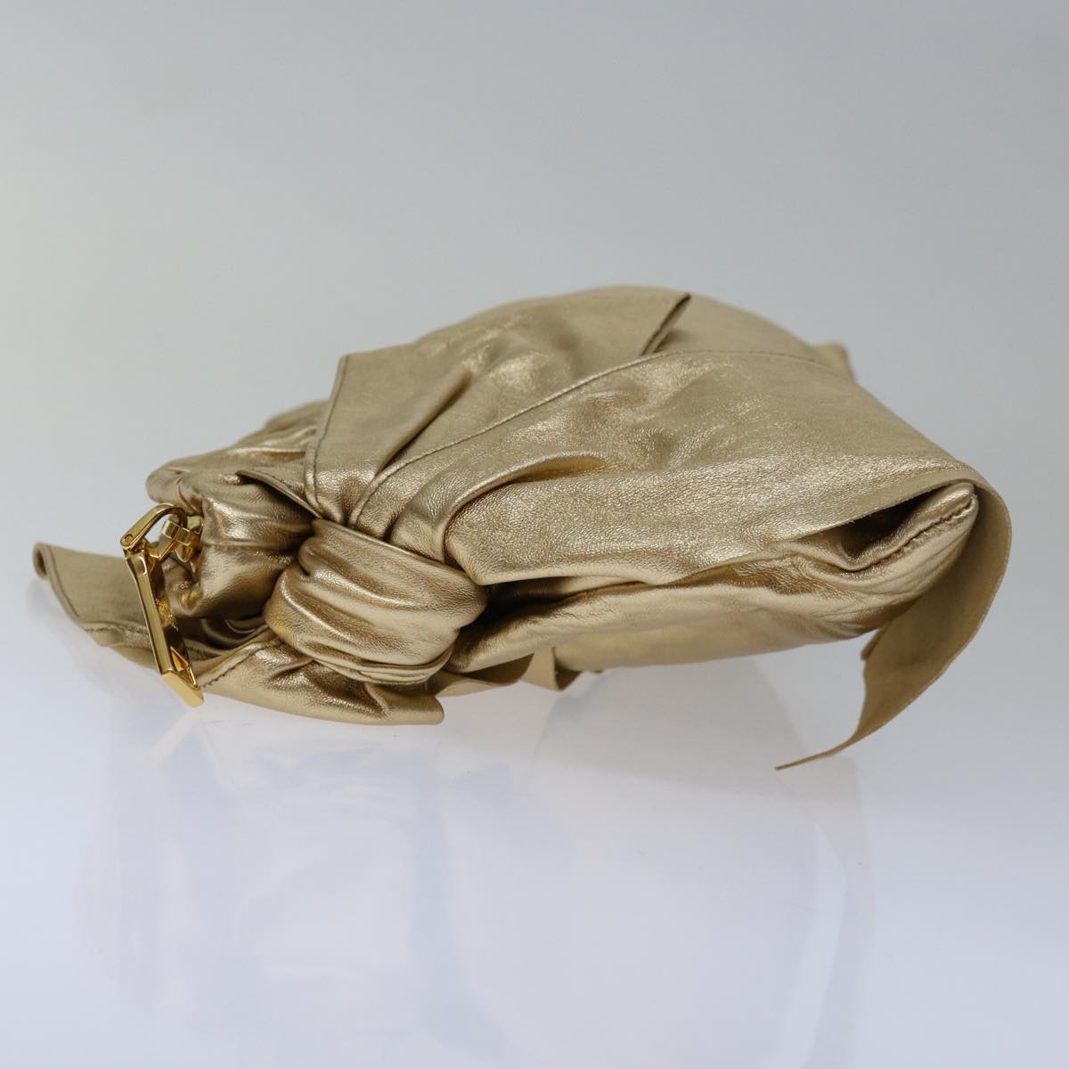 PRADA Clutch Bag Leather Gold  67047