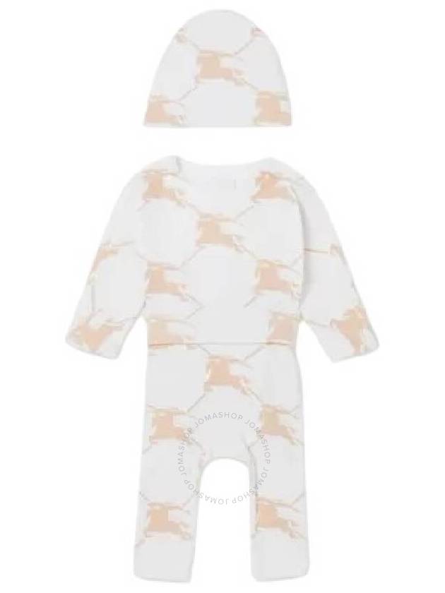 Burberry Burberry Newborn Pale Biscuit Equestrian Knight Logo Three Piece Baby Gift Set Size 6M
