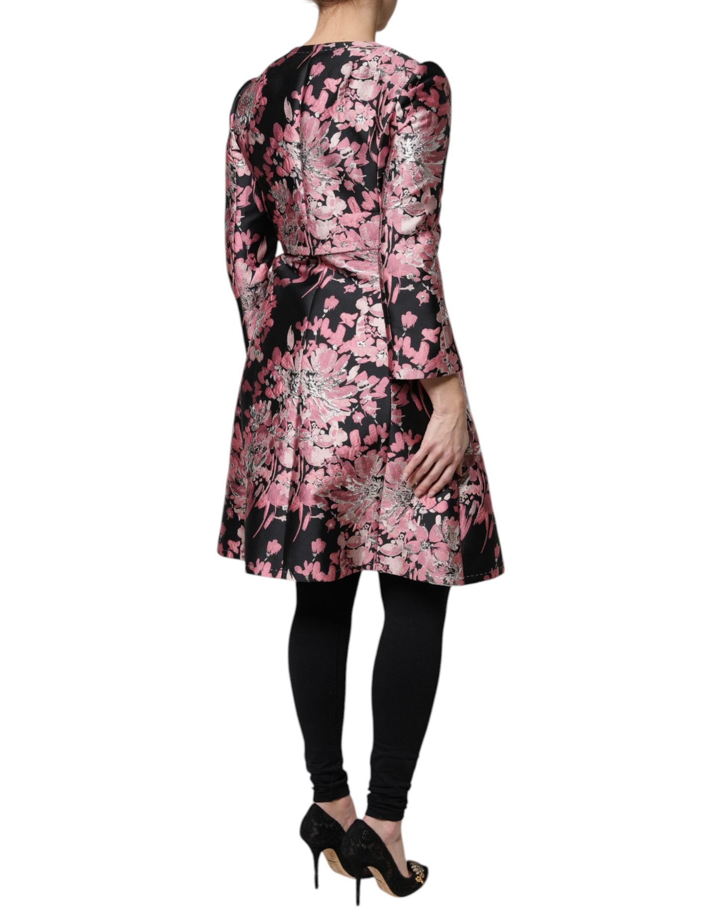 Dolce & Gabbana Pink Black Floral Brocade Trenchcoat Women's Jacket