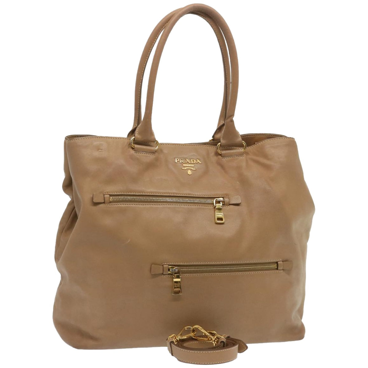 PRADA Tote Bag Leather 2way Beige  67339