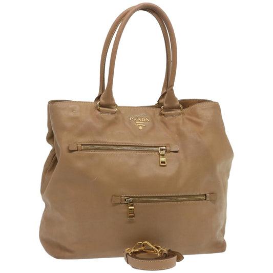 PRADA Tote Bag Leather 2way Beige  67339