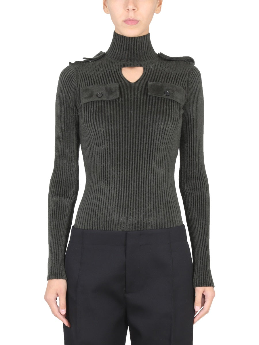 BOTTEGA VENETA Women's Military Style High Neck Sweater