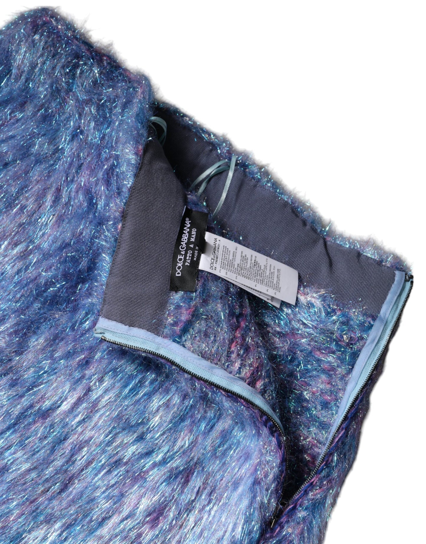 Dolce & Gabbana Multicolor Plush High Waist Mini Women's Skirt