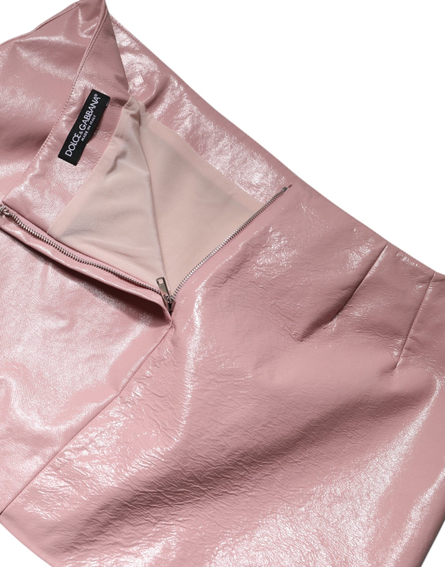Dolce & Gabbana Glossy Pink Cotton High Waist Mini Women's Skirt