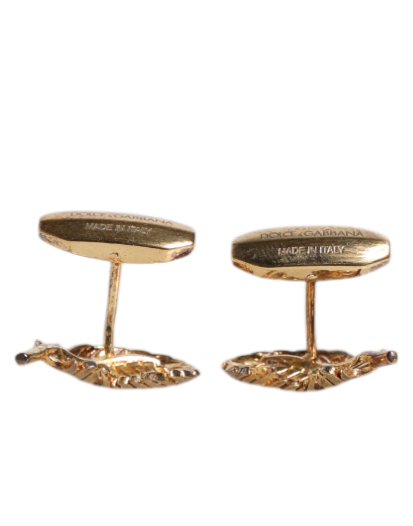 Dolce & Gabbana Gold 925 Sterling Silver Crystal Leaf Accessory Men's Cufflink ()