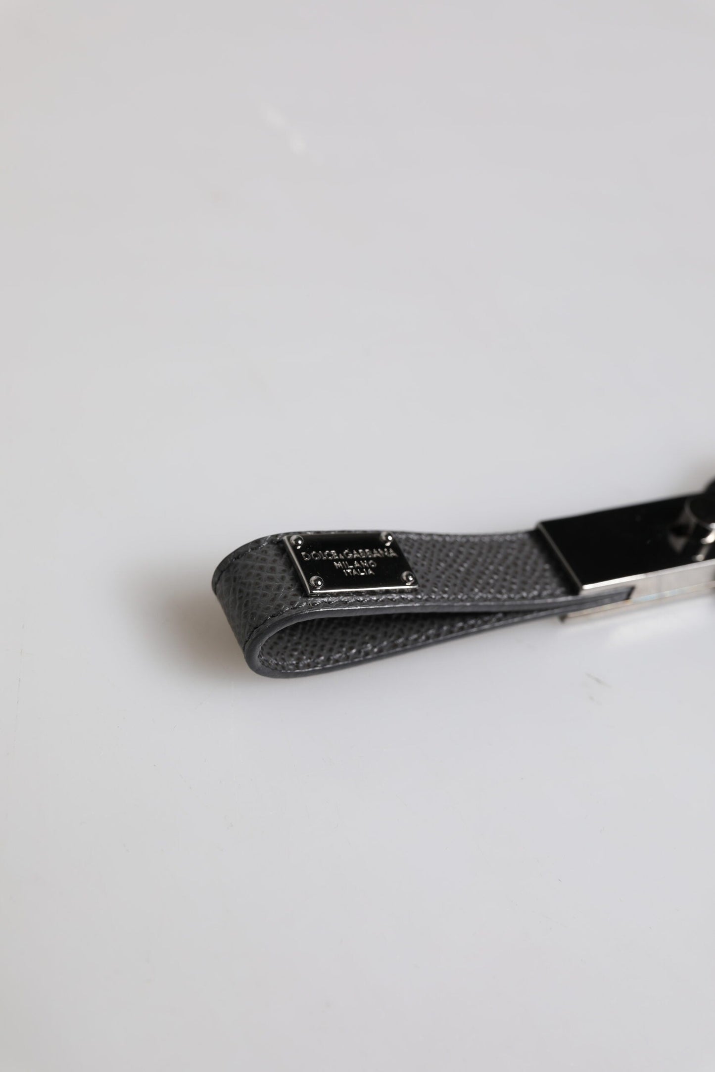 Dolce & Gabbana Brown Leather DG Plaque Double Keyring Holder Men's Keychain ()