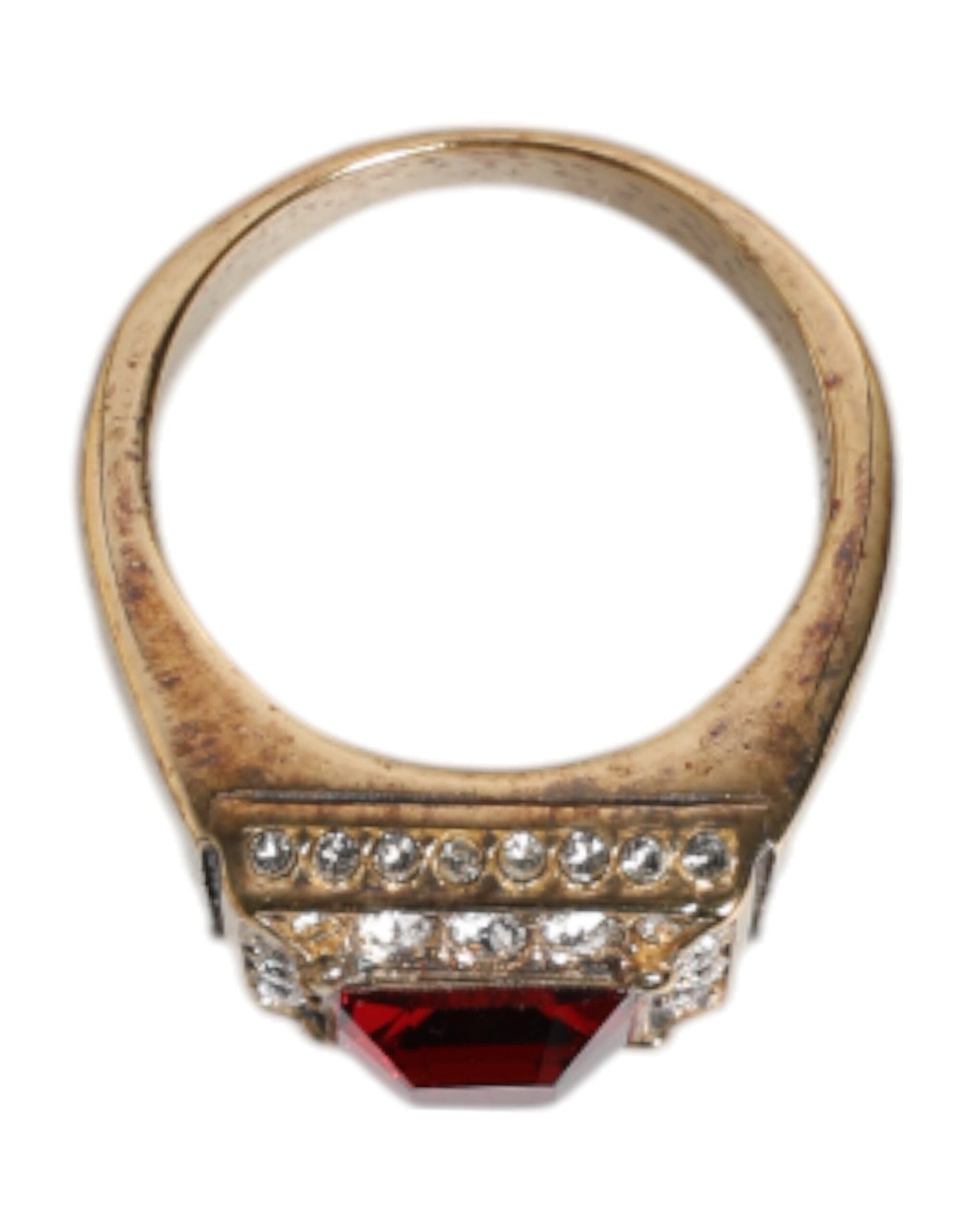Dolce & Gabbana Gold Tone Sterling Silver 925 Crystals Men's Ring ()