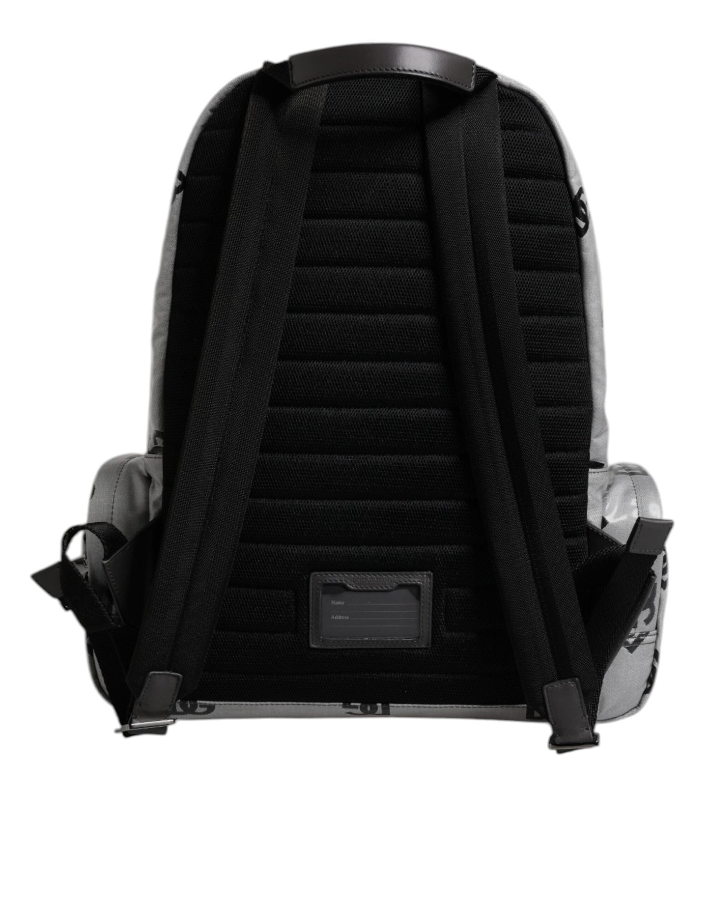 Dolce & Gabbana Polyester Gray Black DG Logo Plaque Backpack Men's Bag