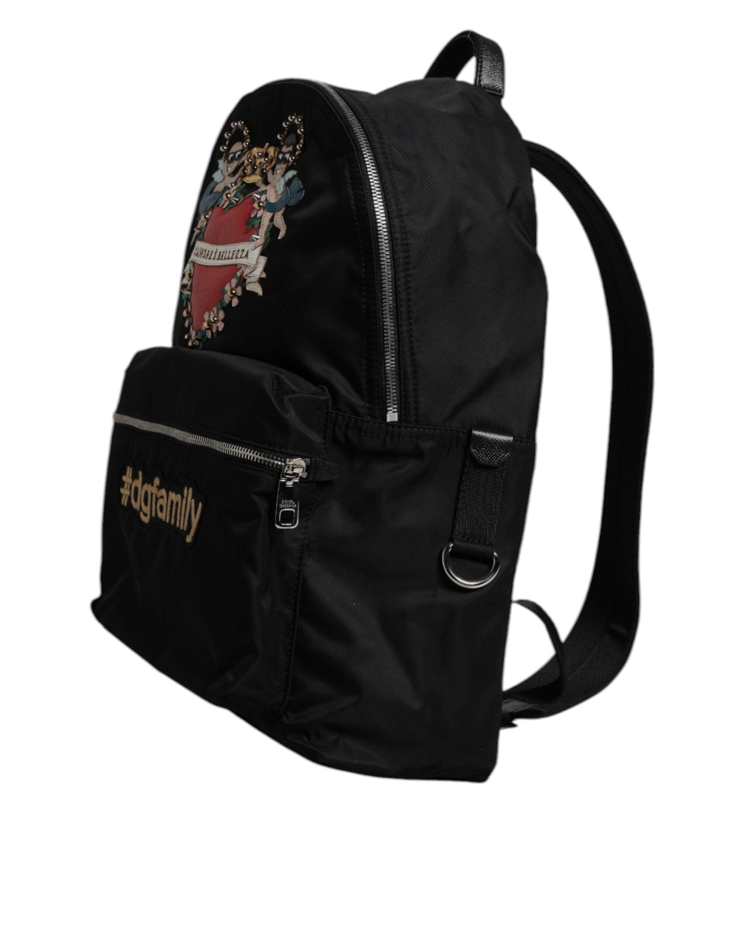 Dolce & Gabbana Black Nylon #DGFAMILY Embellished Backpack VULCANO Men's Bag