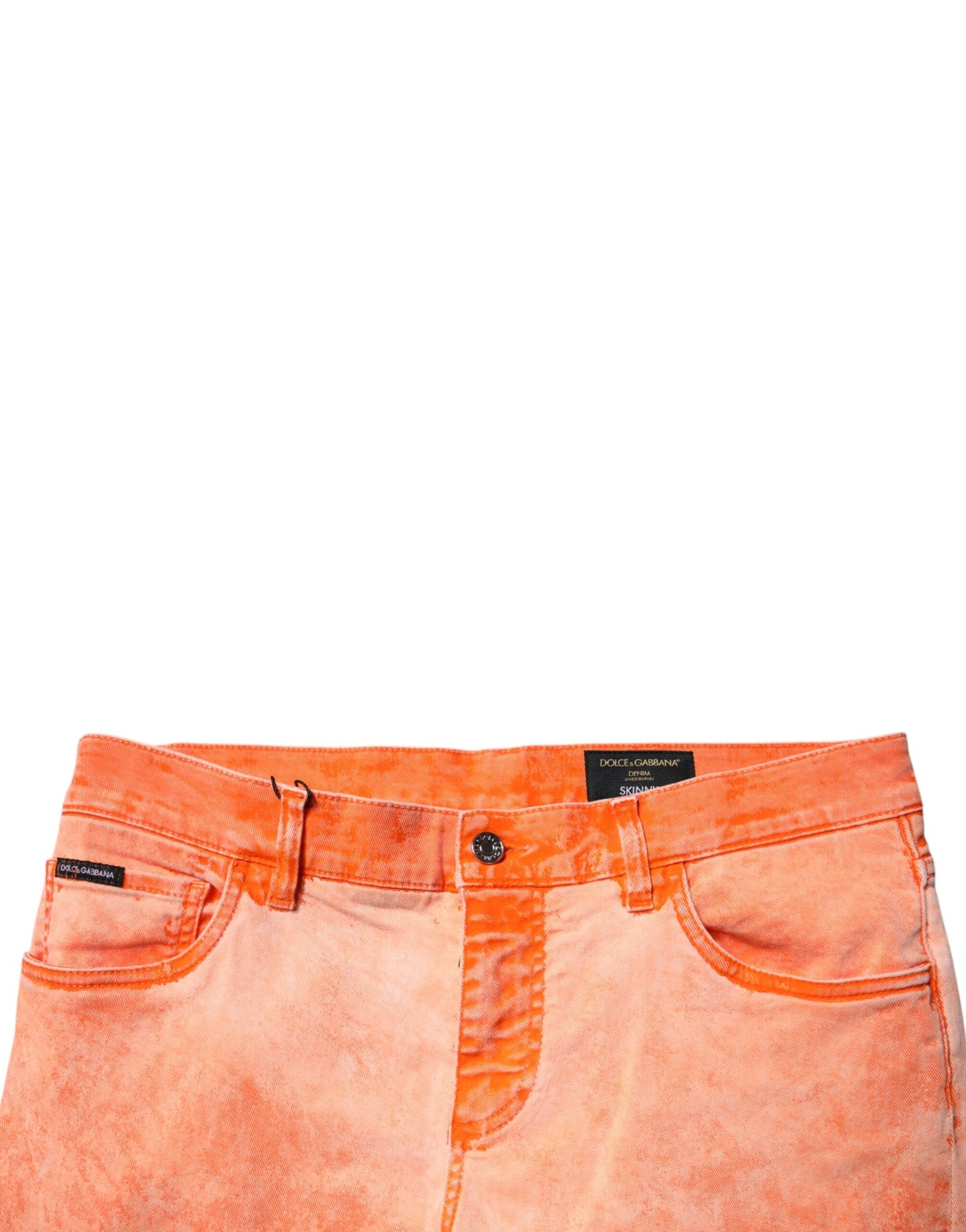 Dolce & Gabbana Orange Tie Dye Cotton Skinny Men Denim Men's Jeans