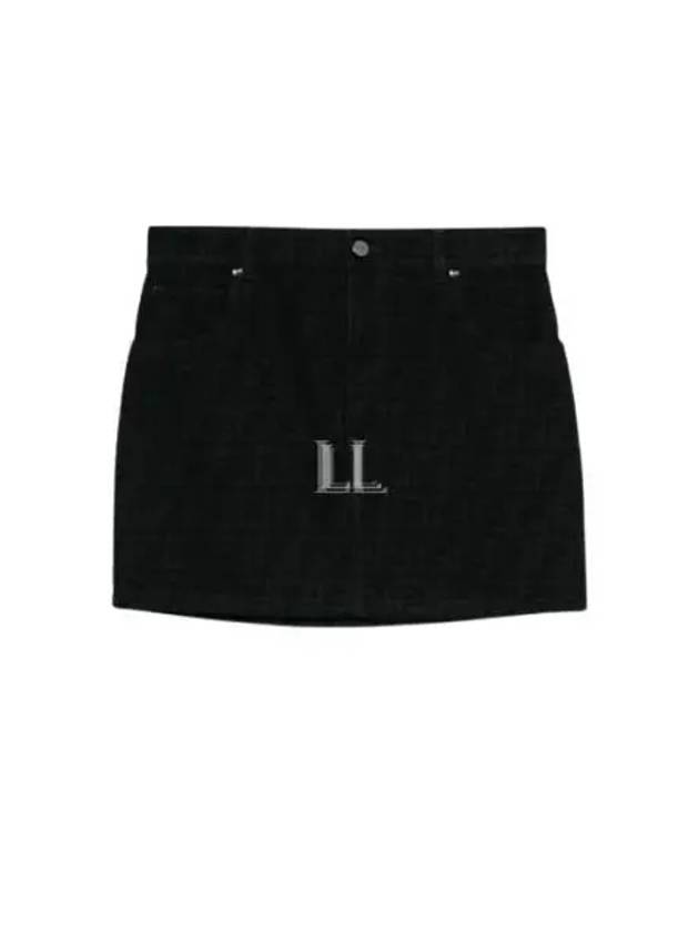 Fendi FF Denim Mini A-line Skirt Black