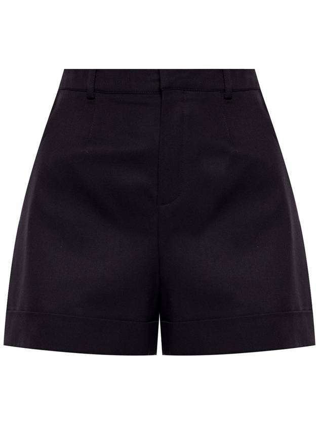 Saint Laurent Women's Wool High Waist Shorts Black