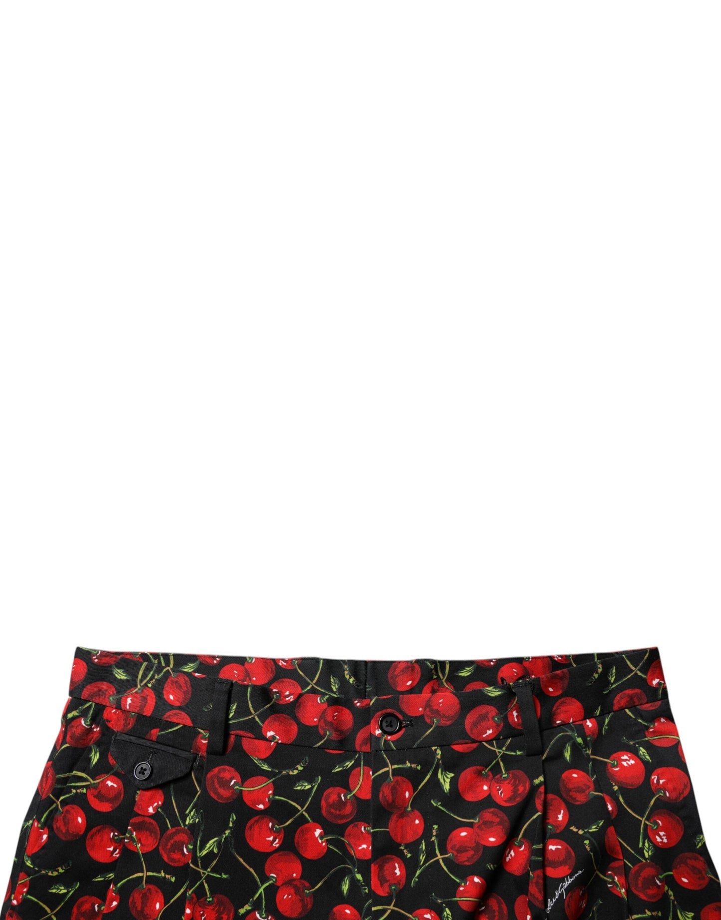 Dolce & Gabbana Black Red Cherry Print Bermuda Cotton Men's Shorts