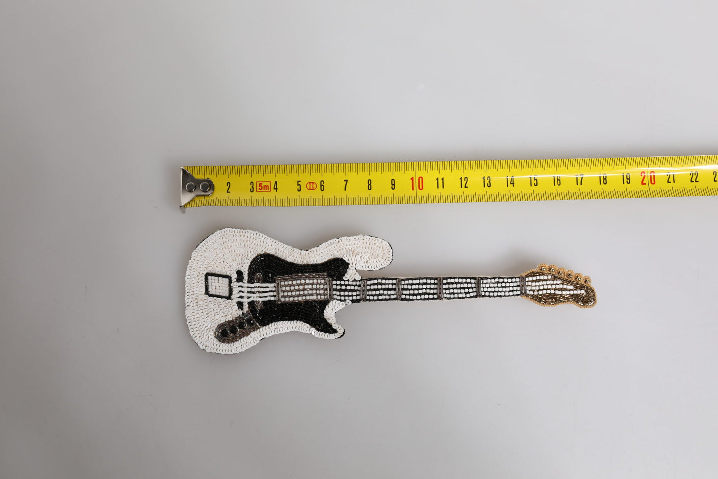 Dolce & Gabbana Gold Brass Logo Beaded Guitar Pin Men's Brooch