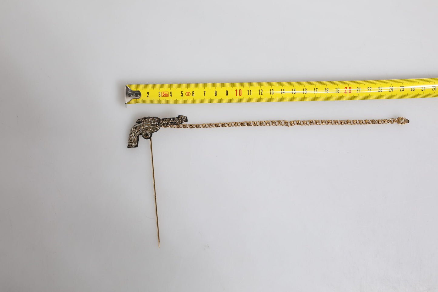 Dolce & Gabbana Black Gold Brass Copper Revolver Brooch Lapel Men's Pin