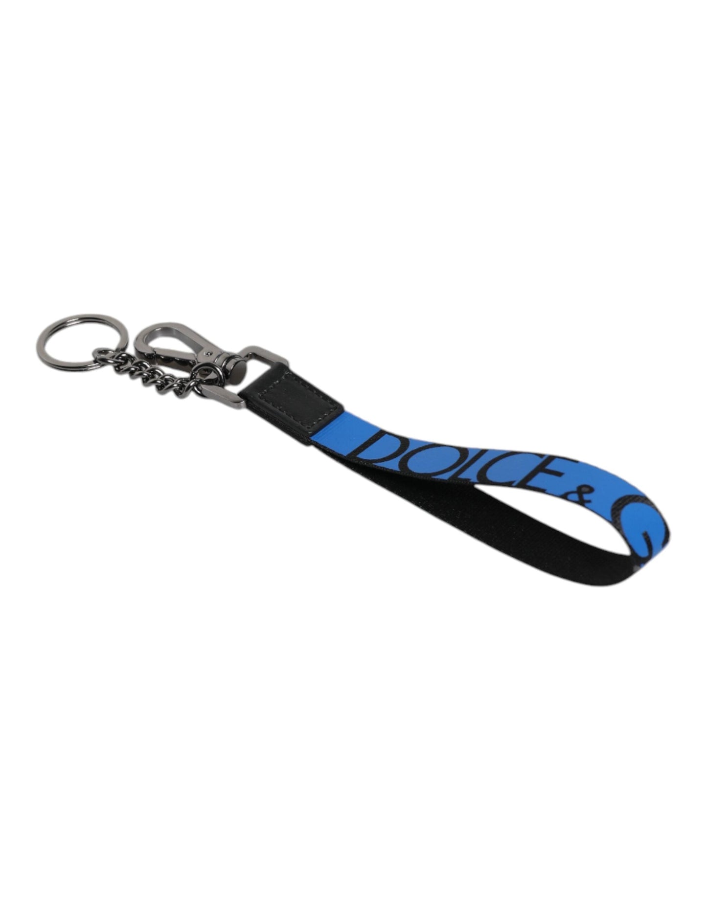 Dolce & Gabbana Blue Logo Nylon Silver Brass Men Holder Keychain Men's Keyring ()