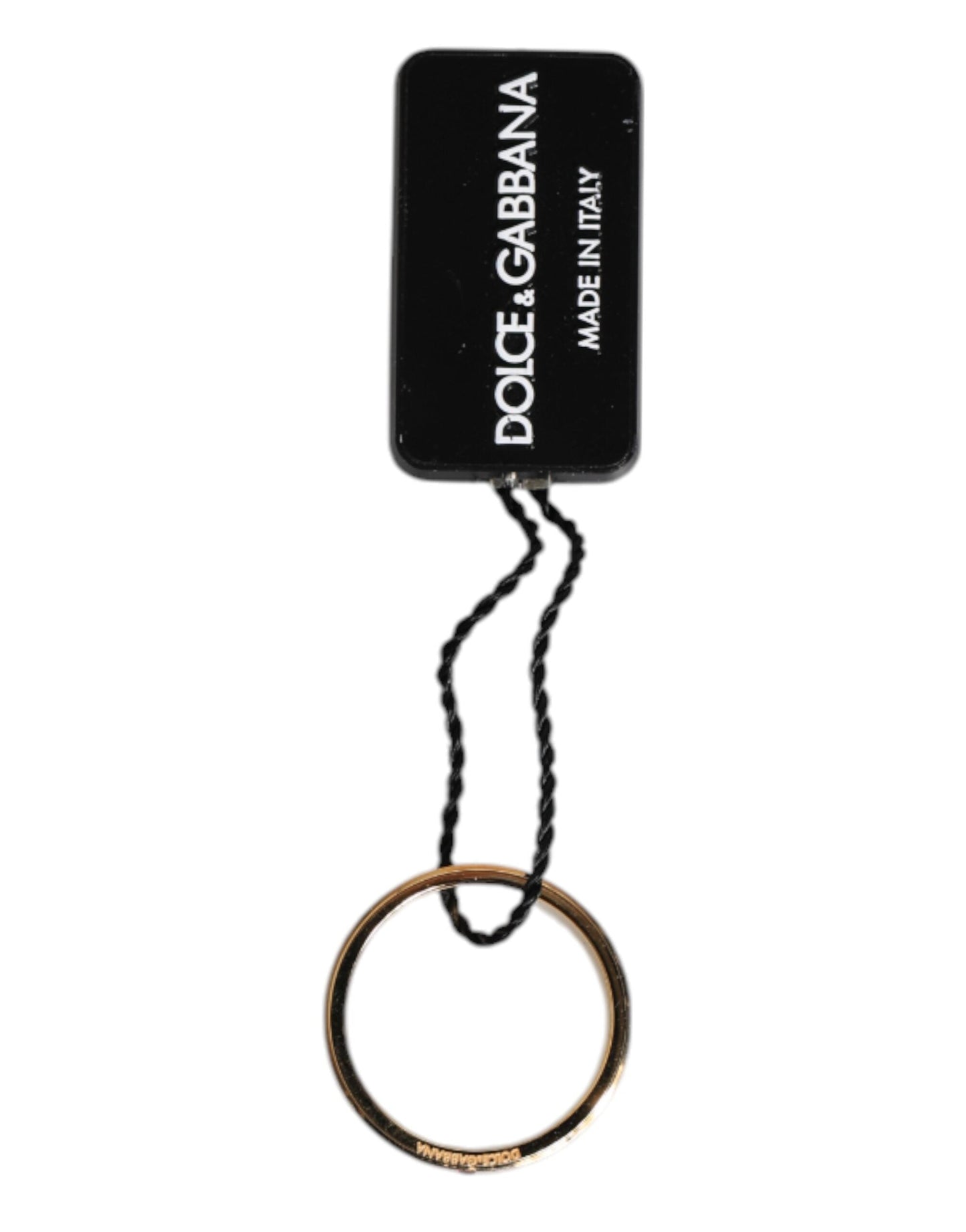 Dolce & Gabbana Gold Tone Brass Red Crystal DG Logo Men's Ring