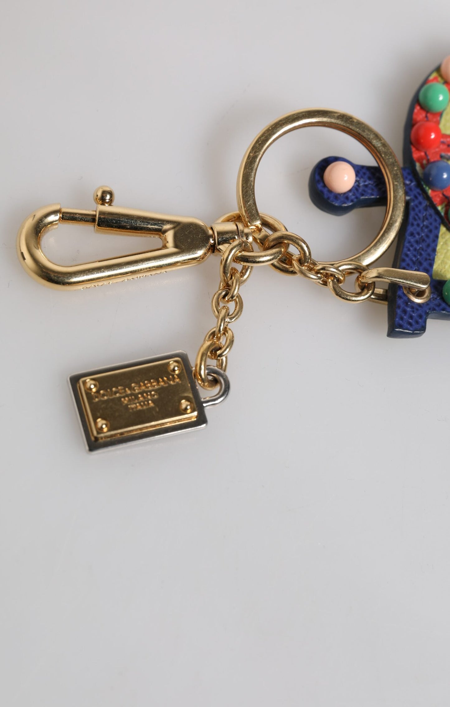 Dolce & Gabbana Multicolor Gold Tone Carretto Keychain Women's Keyring