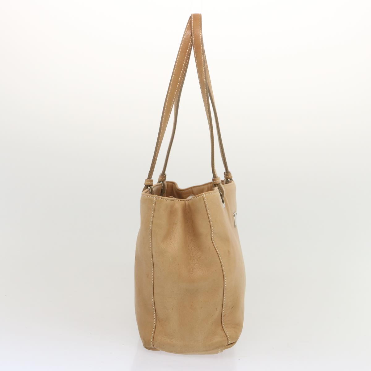 PRADA Hand Bag Leather Beige  68085