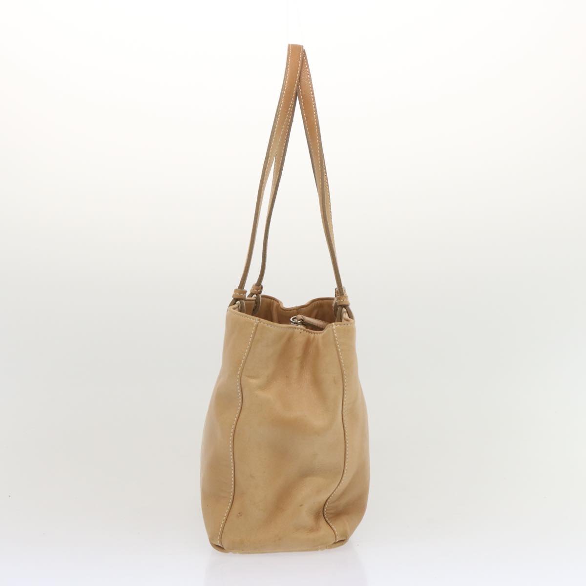PRADA Hand Bag Leather Beige  68085
