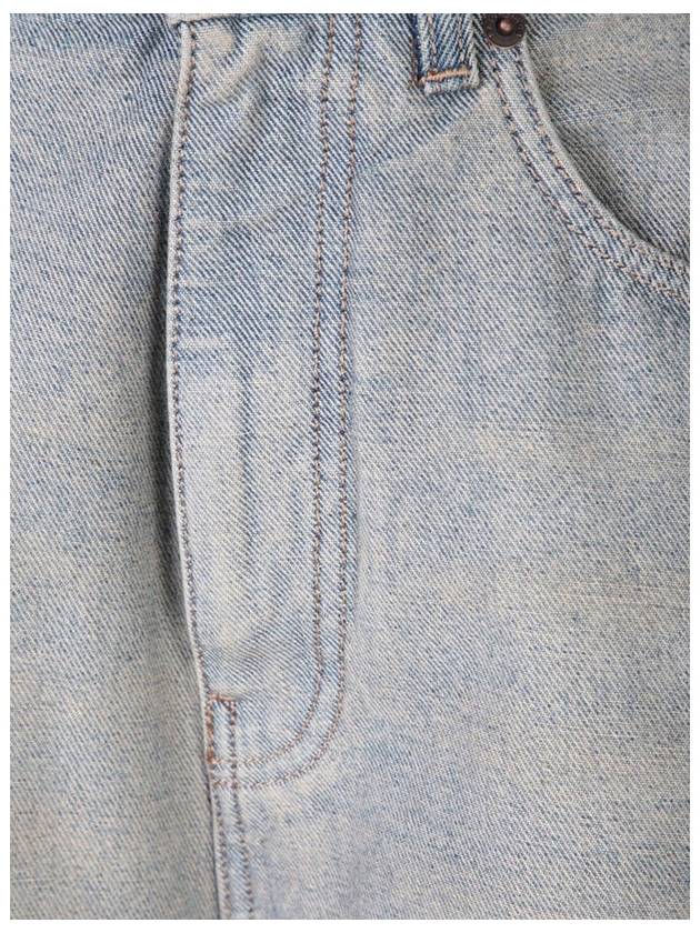 Balenciaga Logo Patch Faded Tapered Baggy Jeans Blue