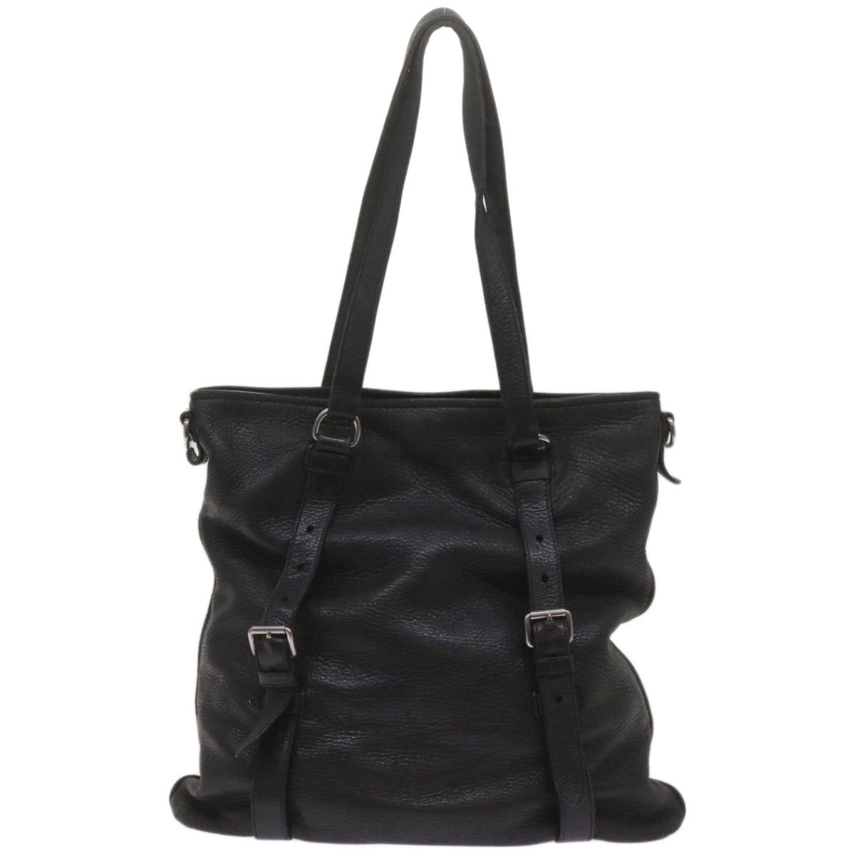 PRADA Tote Bag Leather Black  68223