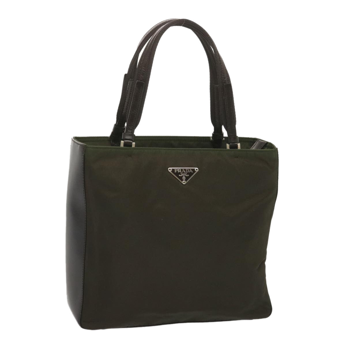 PRADA Hand Bag Nylon Leather Khaki  68335