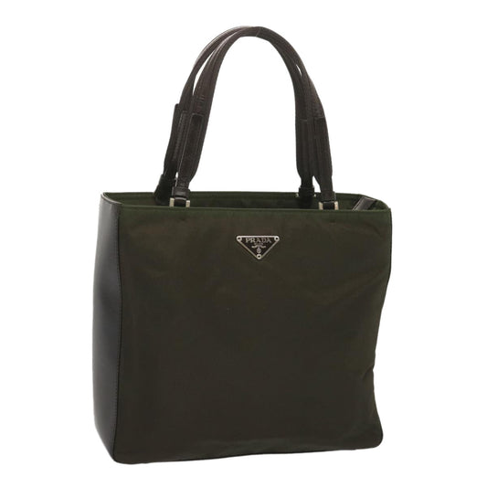 PRADA Hand Bag Nylon Leather Khaki  68335