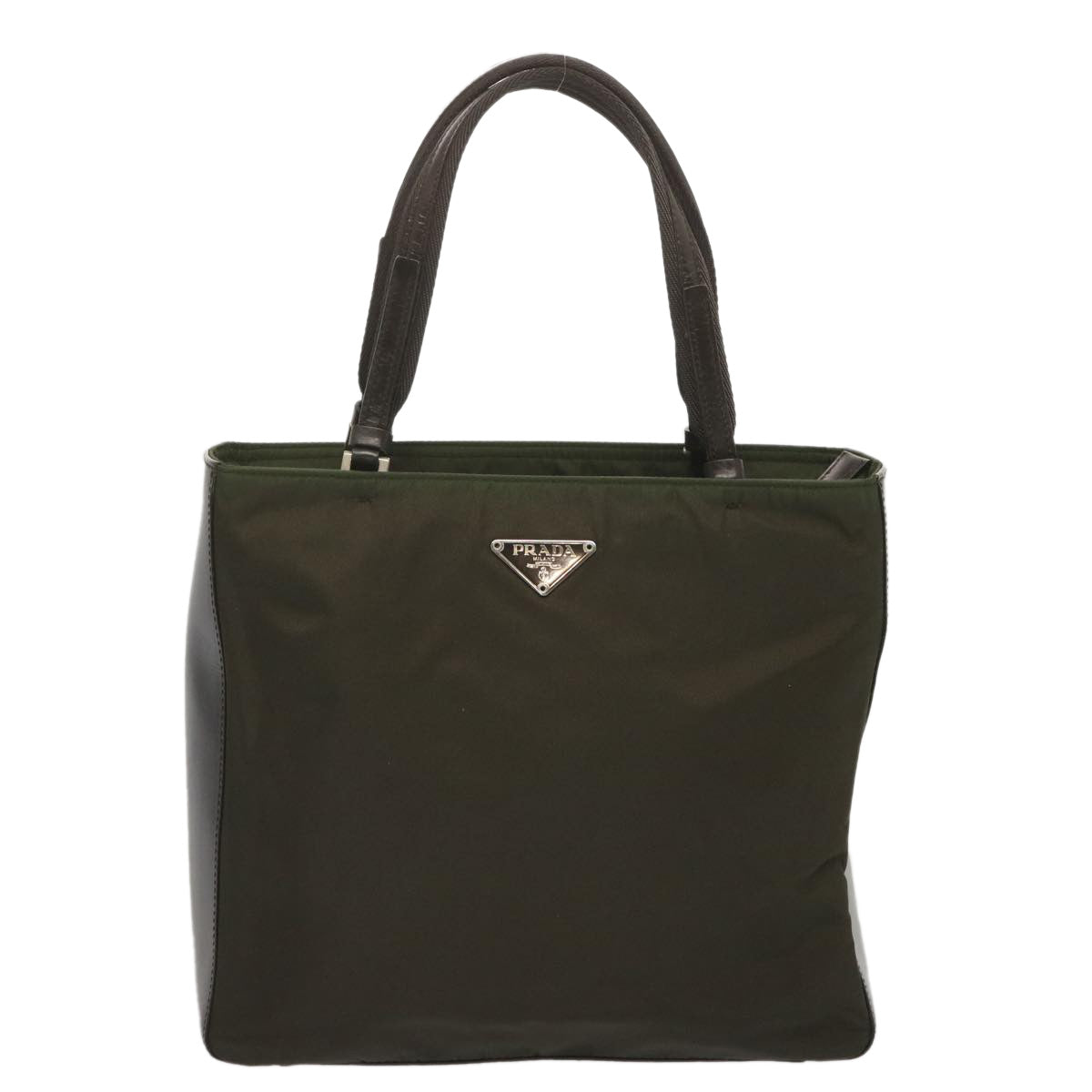 PRADA Hand Bag Nylon Leather Khaki  68335