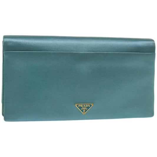 PRADA Clutch Bag Satin Light Blue  68368A