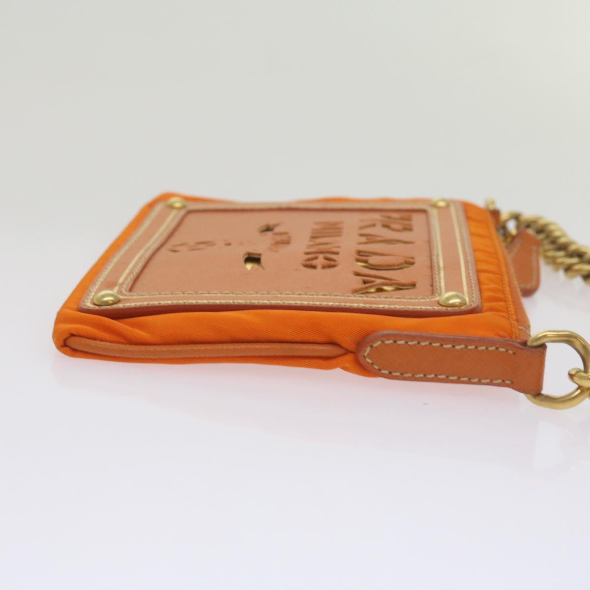 PRADA Chain Shoulder Bag Nylon Orange  68432