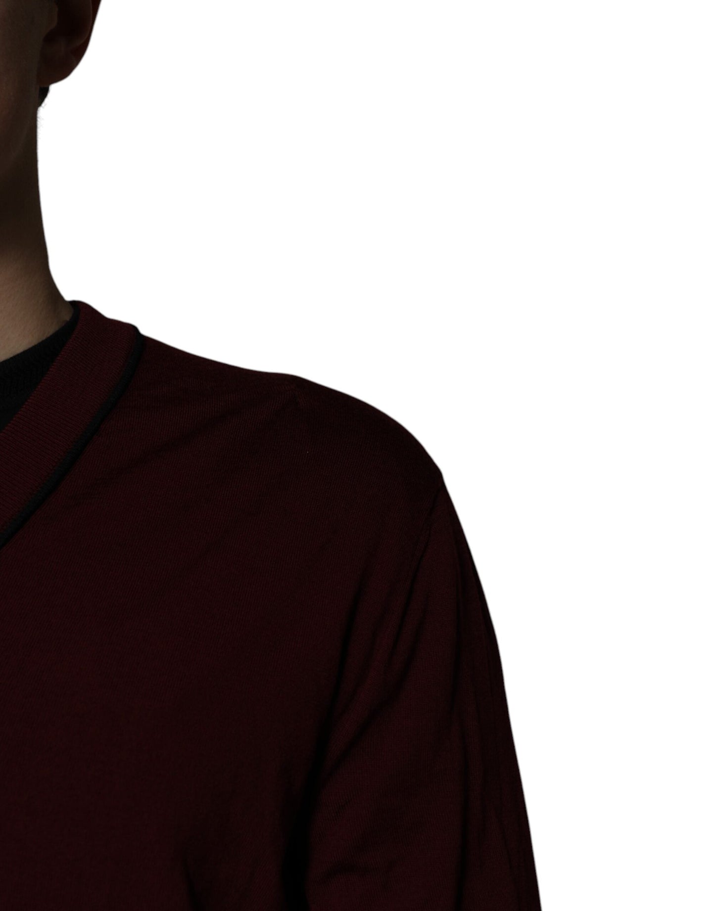 Dolce & Gabbana Maroon Cashmere V-neck Men Pullover Men's Sweater ()